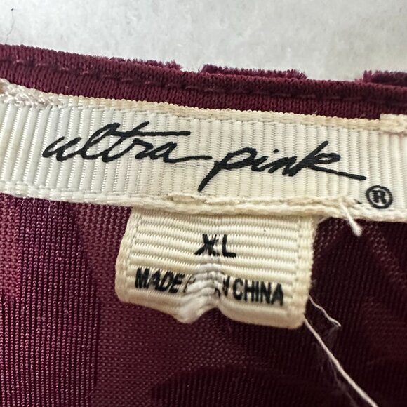 Ultra Pink top Womens XL Velvet Burnout‎ flare sleeve  Romantic Goth dark purple - Picture 4 of 5